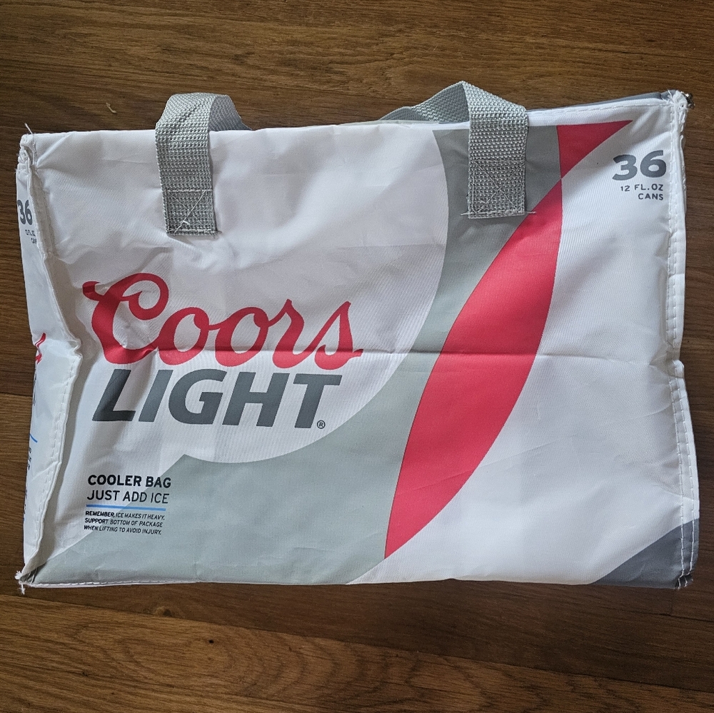 Coors Light Rectangular Zippered Soft Cooler Bag For Drinks Holds 36 12 OZ Cans